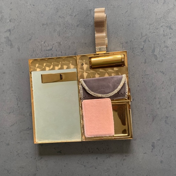 Vintage 1940s Marhill Mother of Pearl Cigarette Wristlet Case | Gold Tone Clutch
